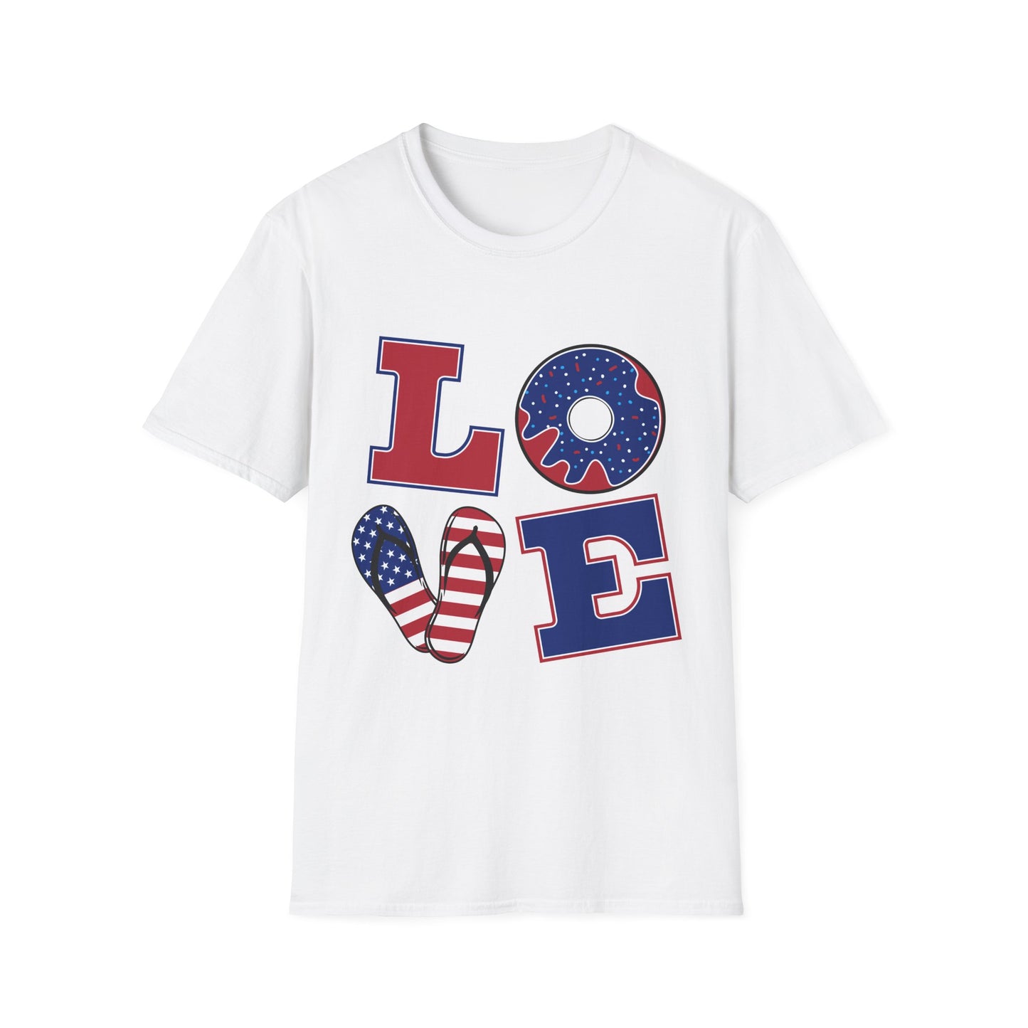 Patriotic LOVE T-Shirt – American Flag Stars & Stripes Fourth of July Tee