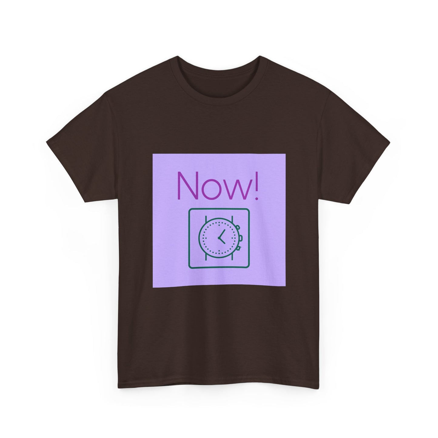 Now! Graphic Tee — Retro Clock Motivational T‑Shirt