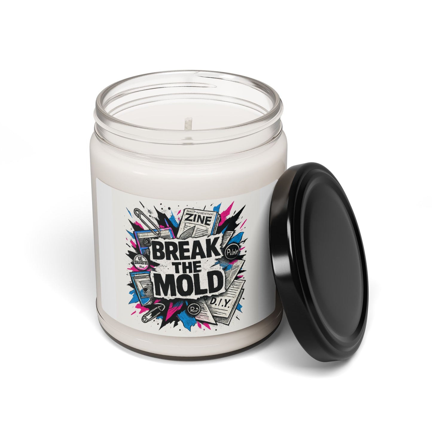 Soy Candle — "Break The Mold" Graphic Scented Jar (9 oz)