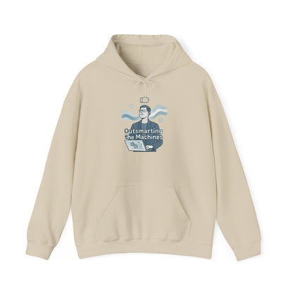 Outsmarting the Machines Hoodie — Retro Tech AI Graphic Sweatshirt