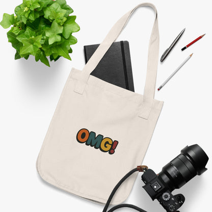 OMG! Retro Graphic Tote Bag — Organic Canvas Beach & Market Shopper