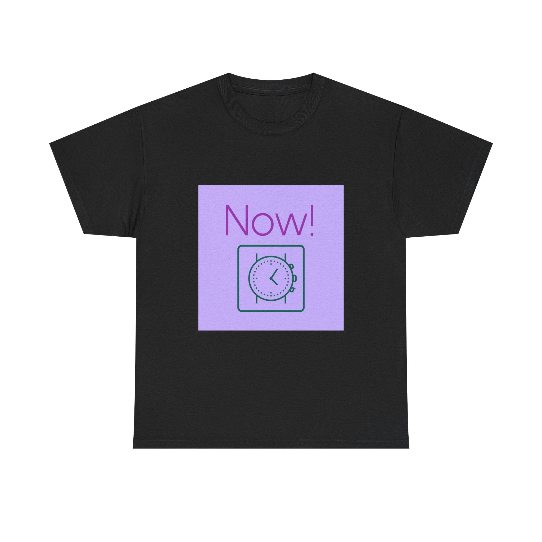Now! Graphic Tee — Retro Clock Motivational T‑Shirt