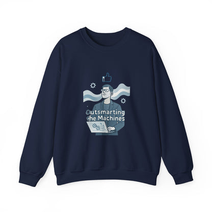 Crewneck Sweatshirt – “Outsmarting the Machines” Retro Tech Graphic