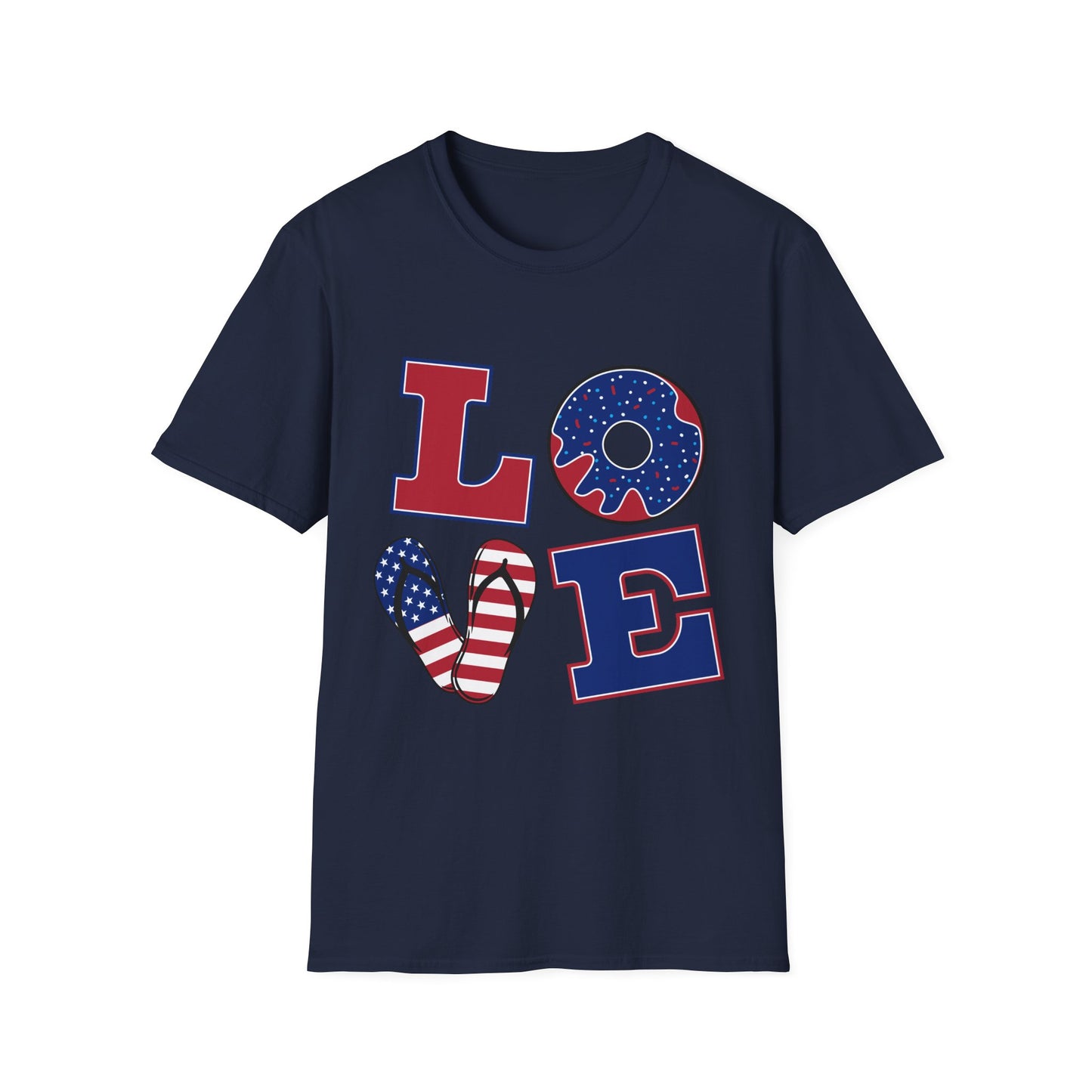 Patriotic LOVE T-Shirt – American Flag Stars & Stripes Fourth of July Tee