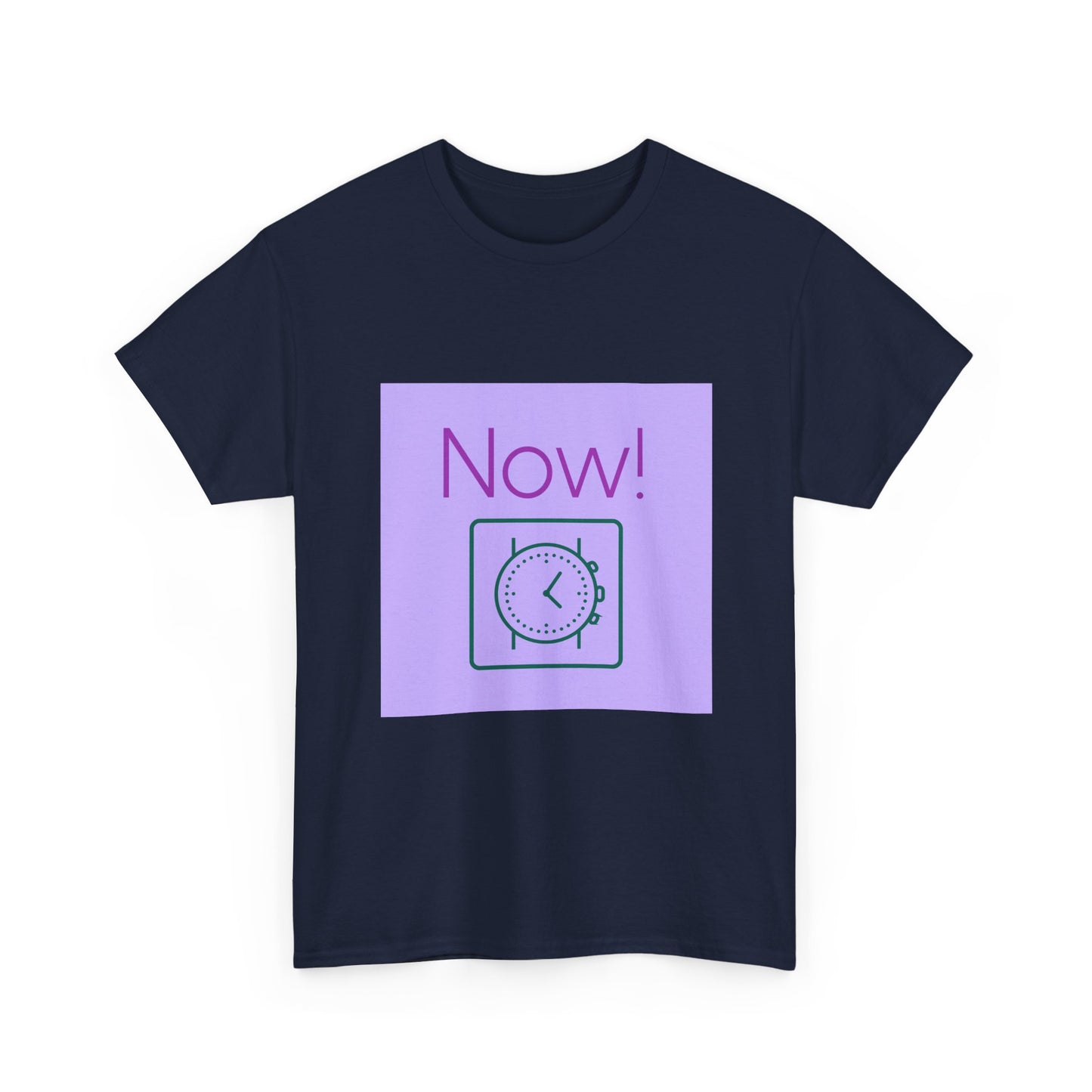 Now! Graphic Tee — Retro Clock Motivational T‑Shirt