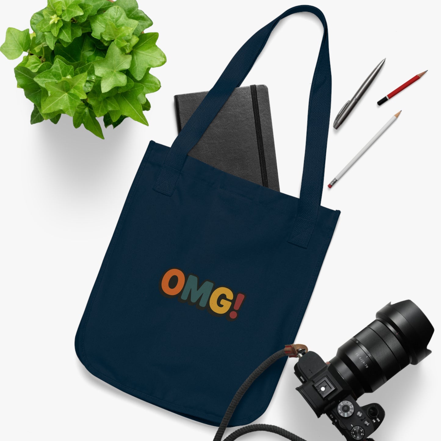 OMG! Retro Graphic Tote Bag — Organic Canvas Beach & Market Shopper