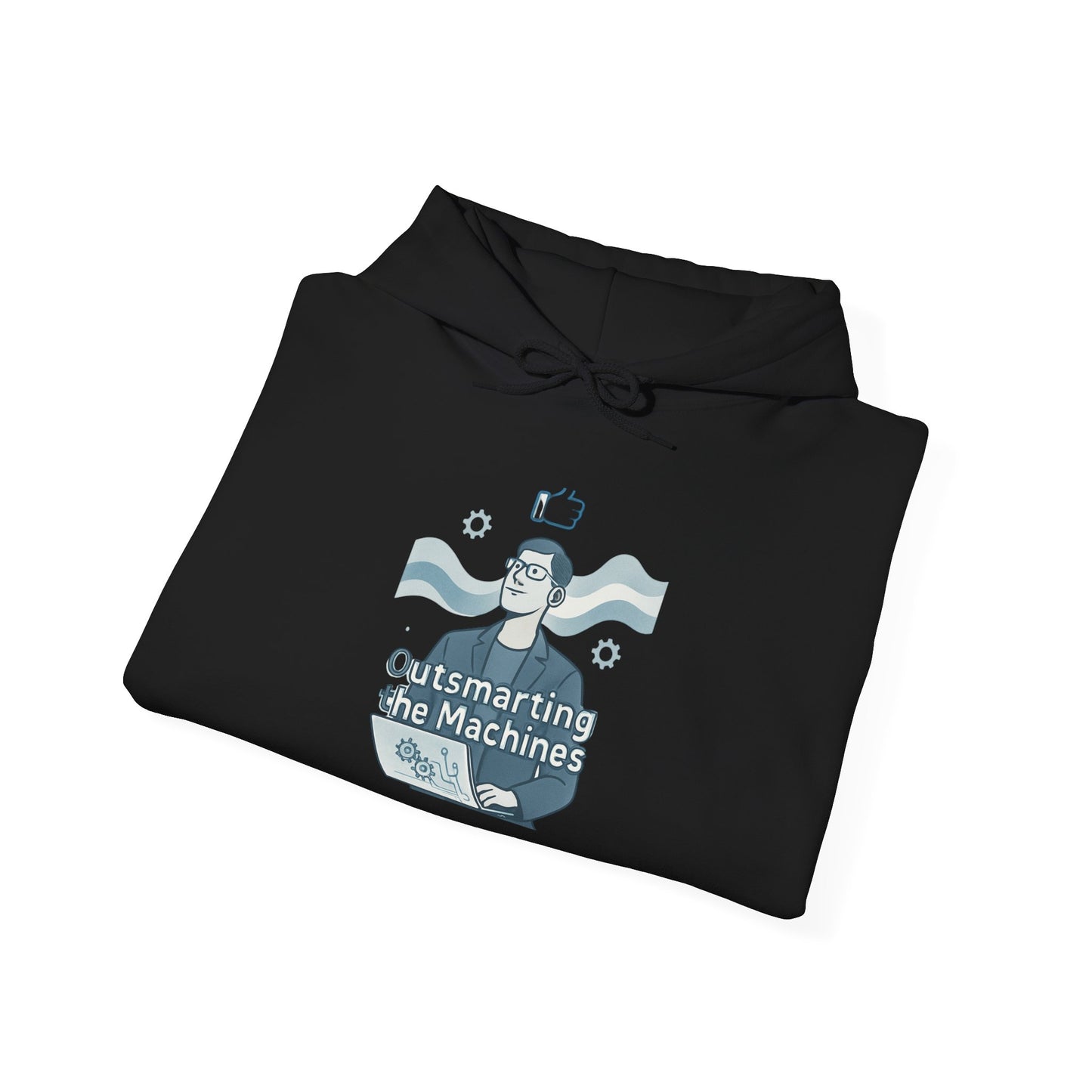 Outsmarting the Machines Hoodie — Retro Tech AI Graphic Sweatshirt