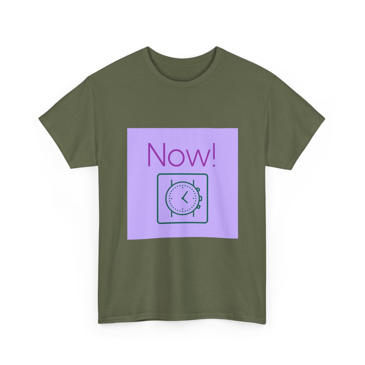 Now! Graphic Tee — Retro Clock Motivational T‑Shirt