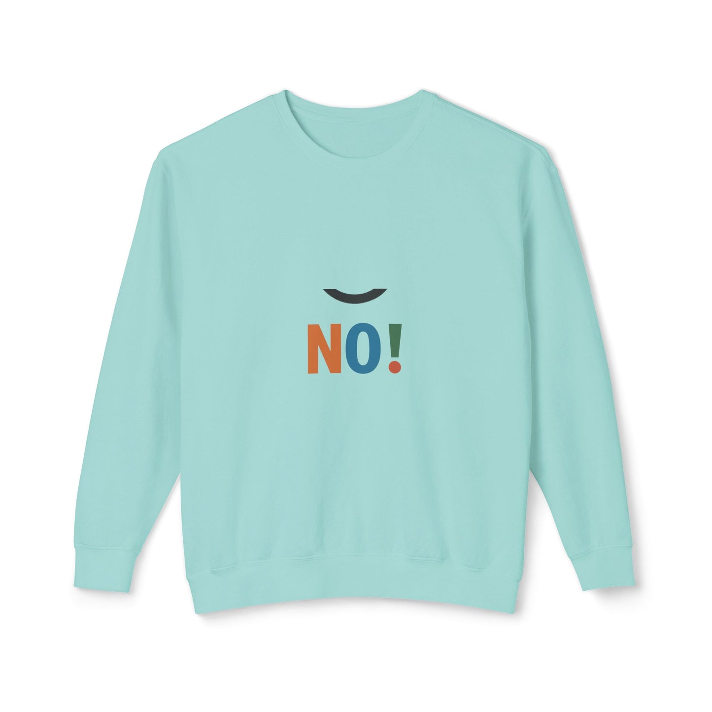 No! Minimalist Crewneck Sweatshirt — Bold Color Block Statement