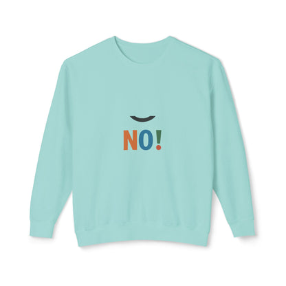 No! Minimalist Crewneck Sweatshirt — Bold Color Block Statement