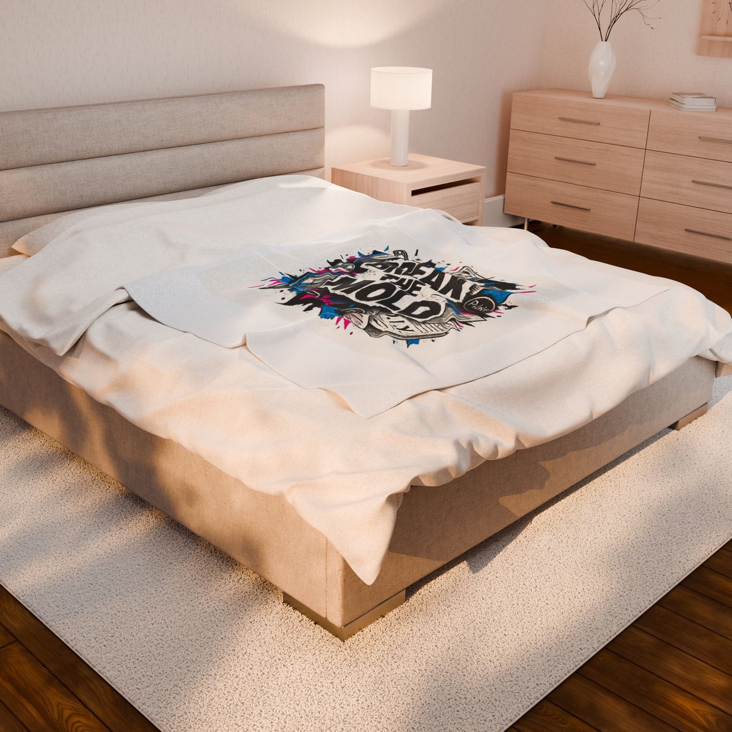 Velveteen Blanket — “Break the Mold” Graphic Throw for Creatives
