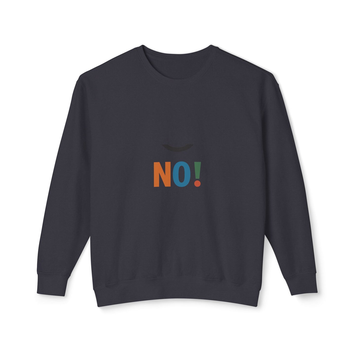 No! Minimalist Crewneck Sweatshirt — Bold Color Block Statement