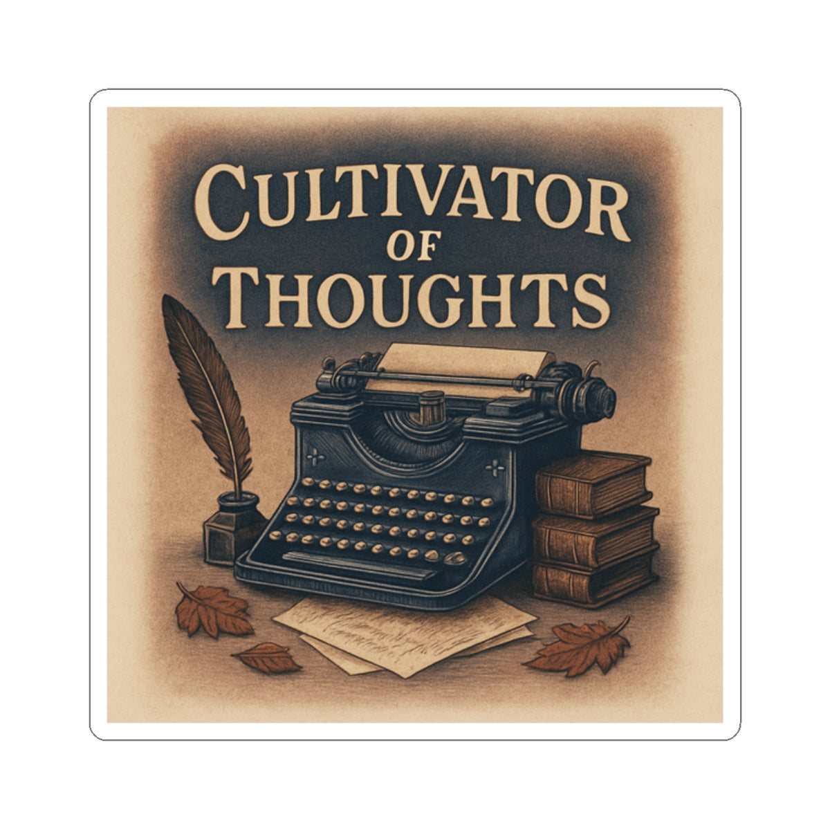 Cultivator of Thoughts Typewriter Sticker — Literary Writer Laptop Sticker