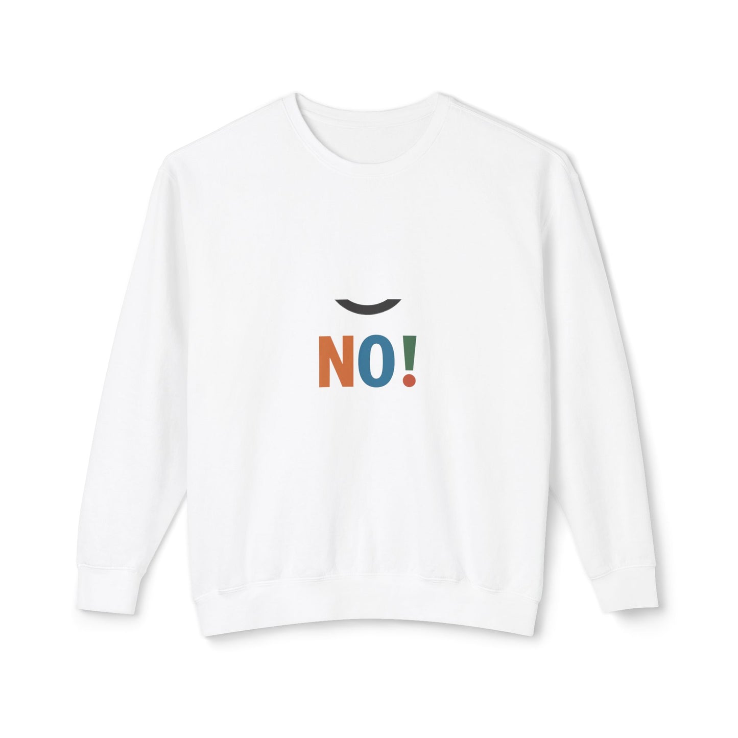 No! Minimalist Crewneck Sweatshirt — Bold Color Block Statement