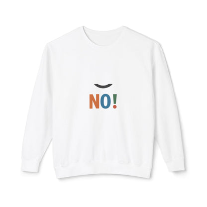 No! Minimalist Crewneck Sweatshirt — Bold Color Block Statement