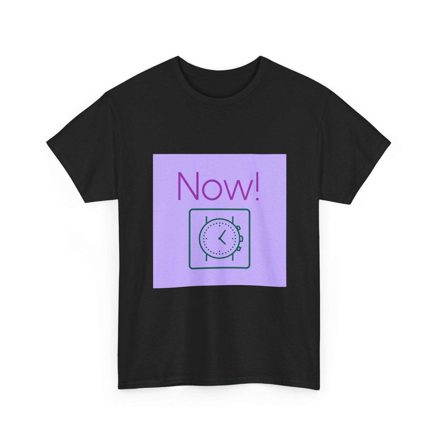 Now! Graphic Tee — Retro Clock Motivational T‑Shirt