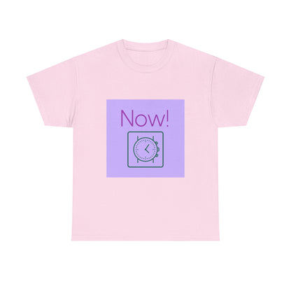 Now! Graphic Tee — Retro Clock Motivational T‑Shirt