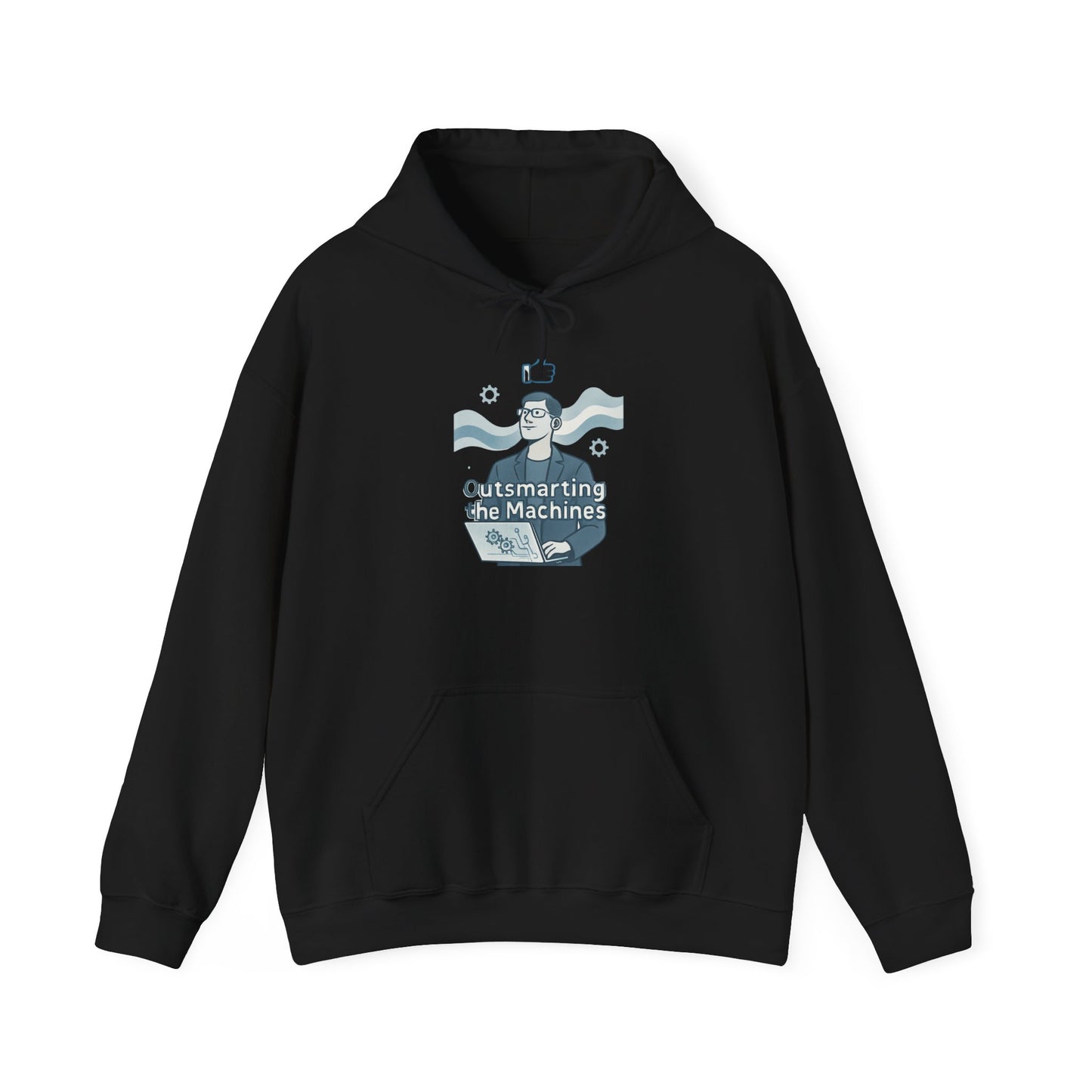 Outsmarting the Machines Hoodie — Retro Tech AI Graphic Sweatshirt