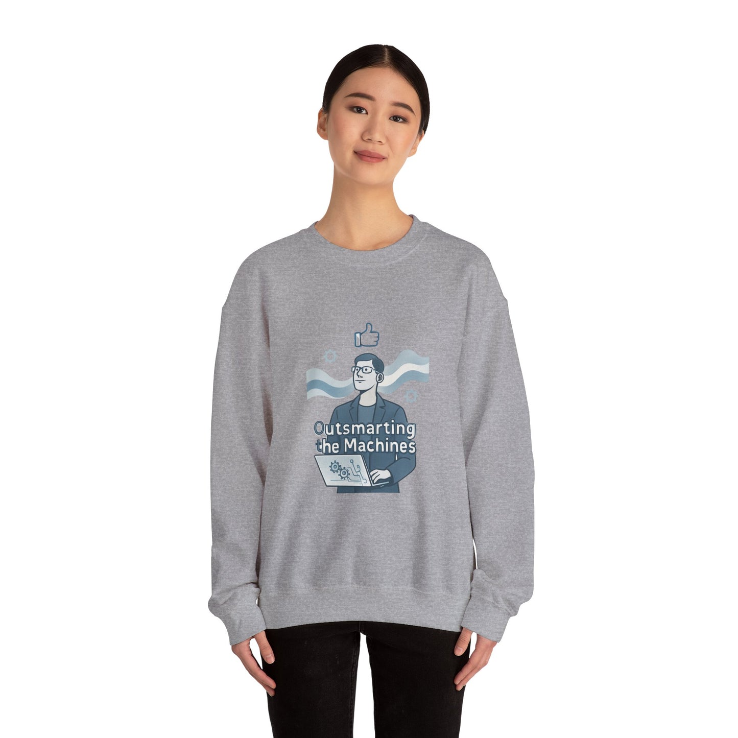 Crewneck Sweatshirt – “Outsmarting the Machines” Retro Tech Graphic