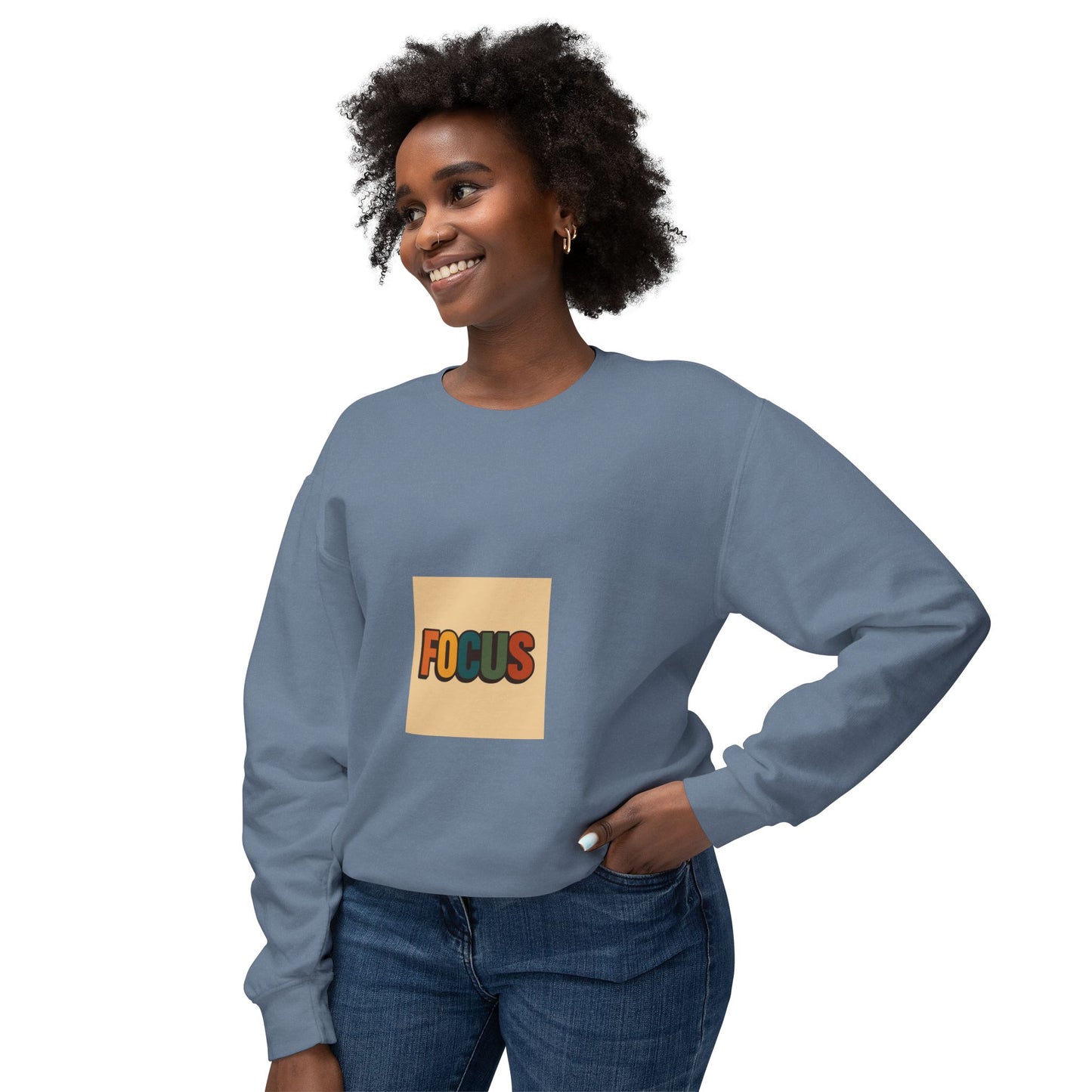 Focus Retro Crewneck Sweatshirt — Motivational Graphic Pullover