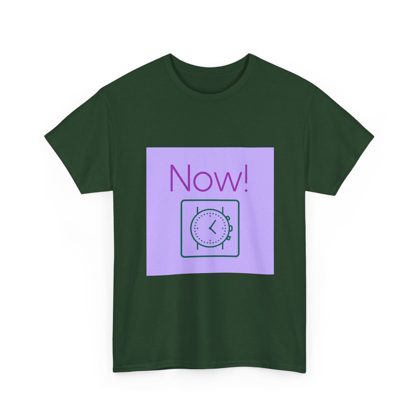 Now! Graphic Tee — Retro Clock Motivational T‑Shirt