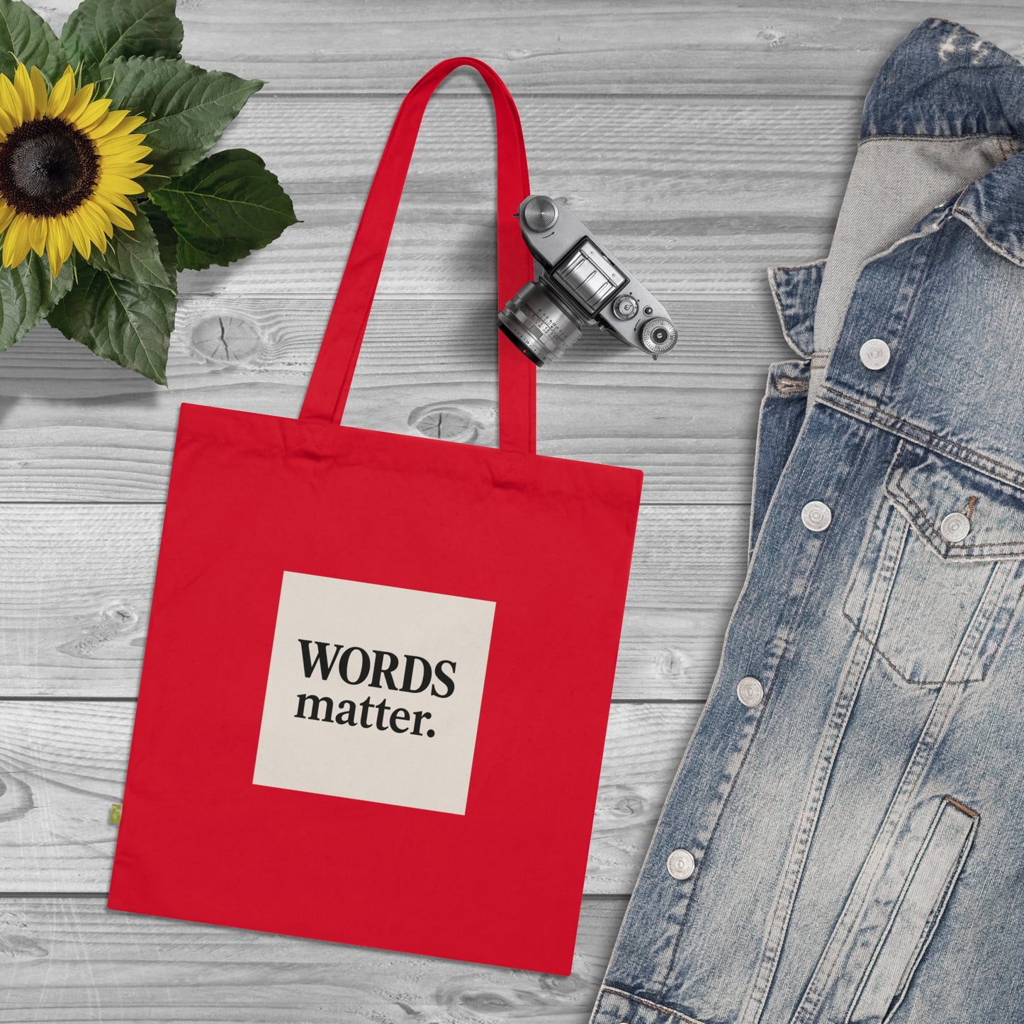 Tote Bag — "WORDS matter." Minimalist Organic Cotton Book Tote for Writers & Activists