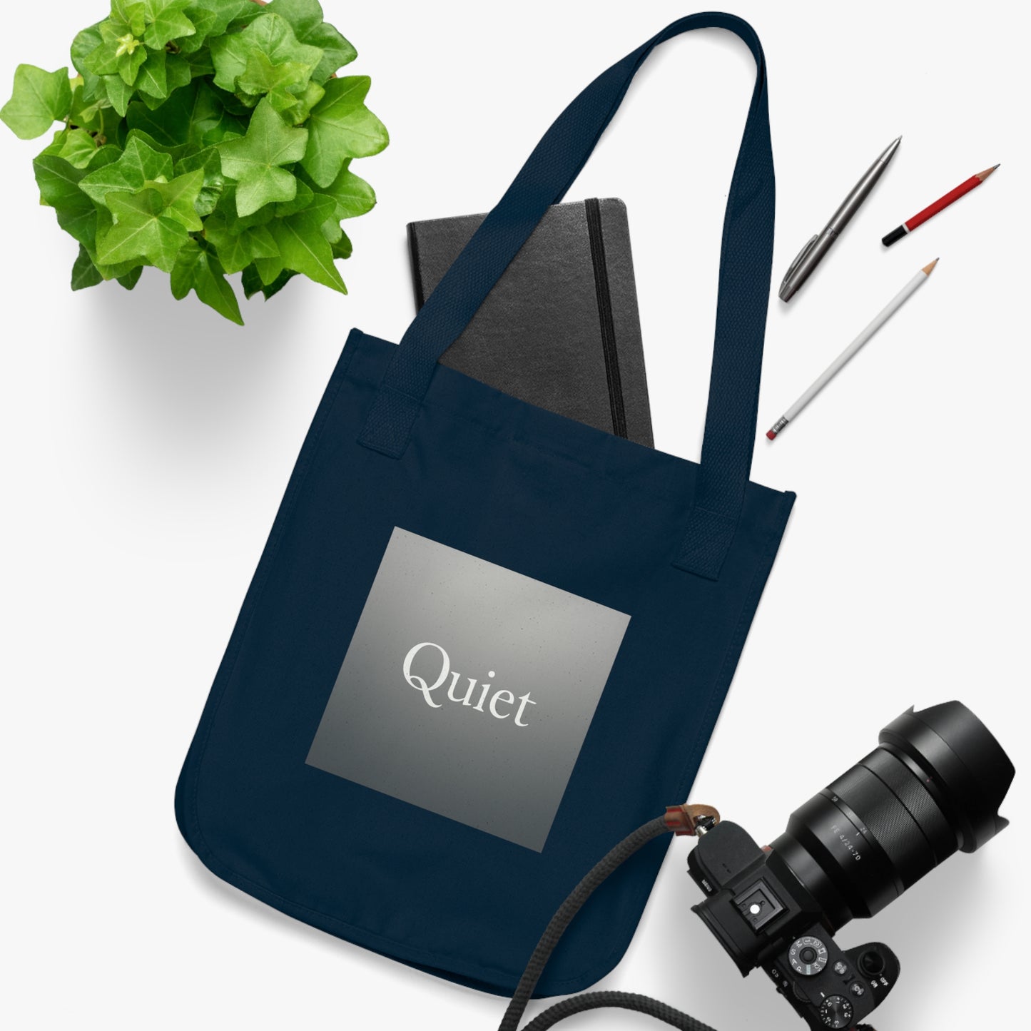 Quiet Square Canvas Tote — Minimalist Organic Grocery & Book Bag