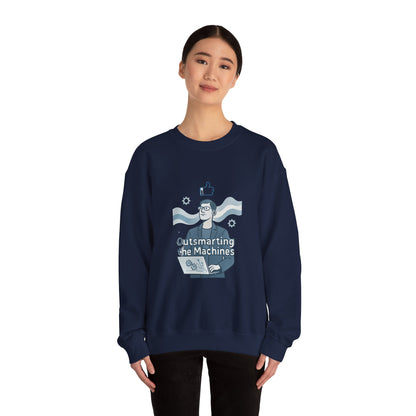 Crewneck Sweatshirt – “Outsmarting the Machines” Retro Tech Graphic