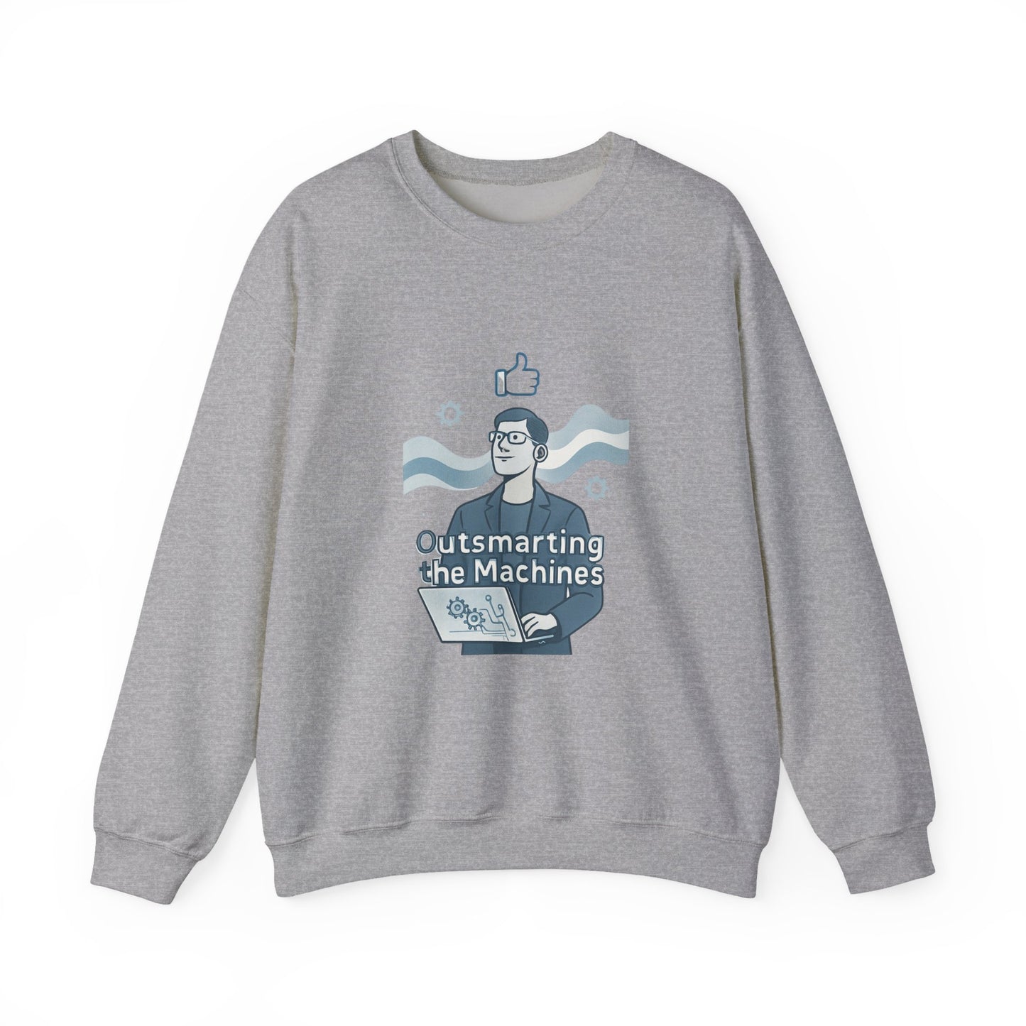 Crewneck Sweatshirt – “Outsmarting the Machines” Retro Tech Graphic