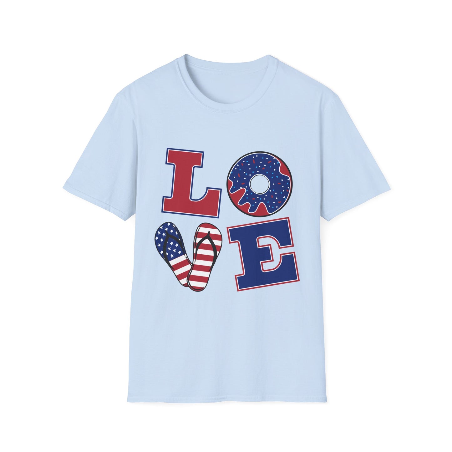 Patriotic LOVE T-Shirt – American Flag Stars & Stripes Fourth of July Tee