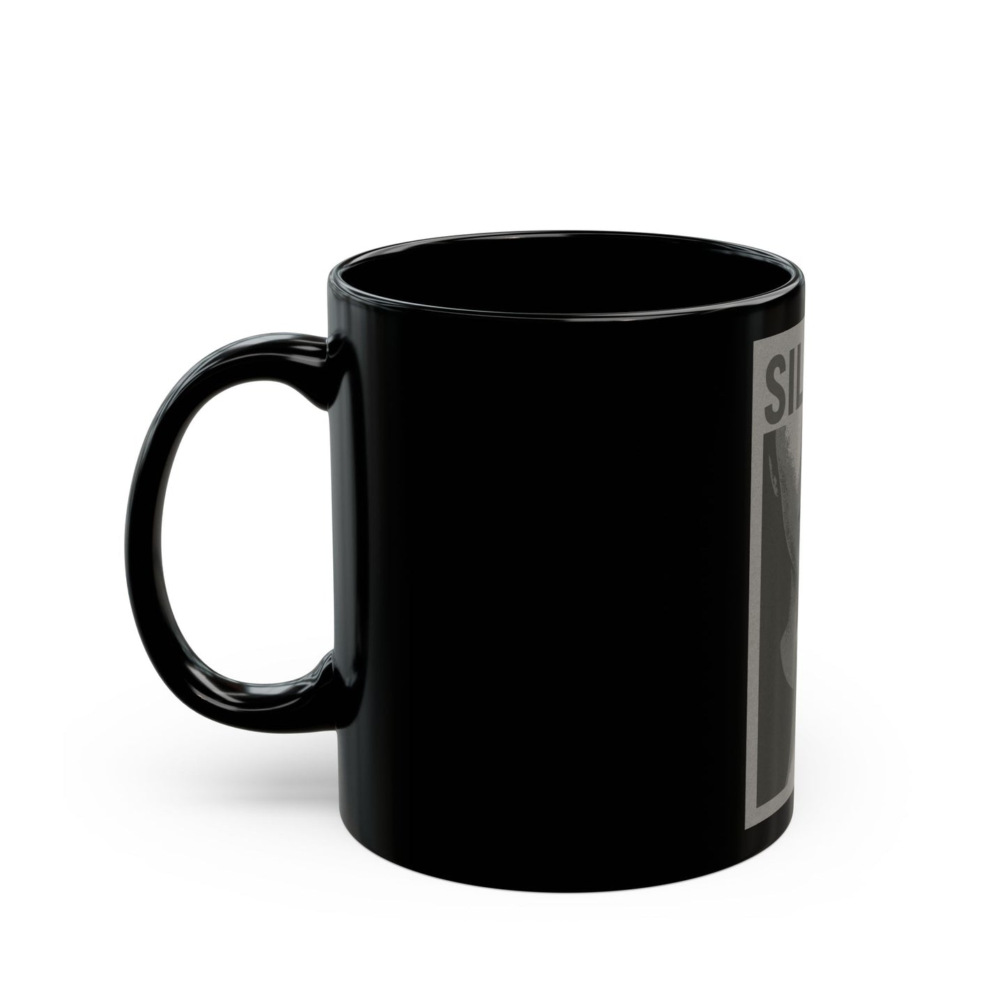 Silence Graphic Mug — Black 11oz/15oz Coffee Cup with Shh Finger Design