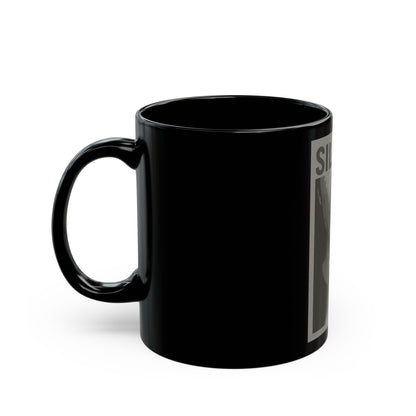 Silence Graphic Mug — Black 11oz/15oz Coffee Cup with Shh Finger Design
