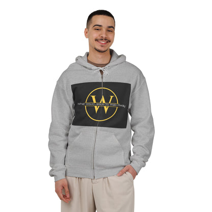 Zip Hoodie — Yellow Circle W Logo with "What Would We Do Without You" Text