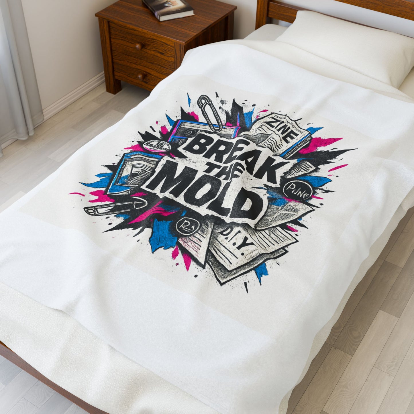 Velveteen Blanket — “Break the Mold” Graphic Throw for Creatives