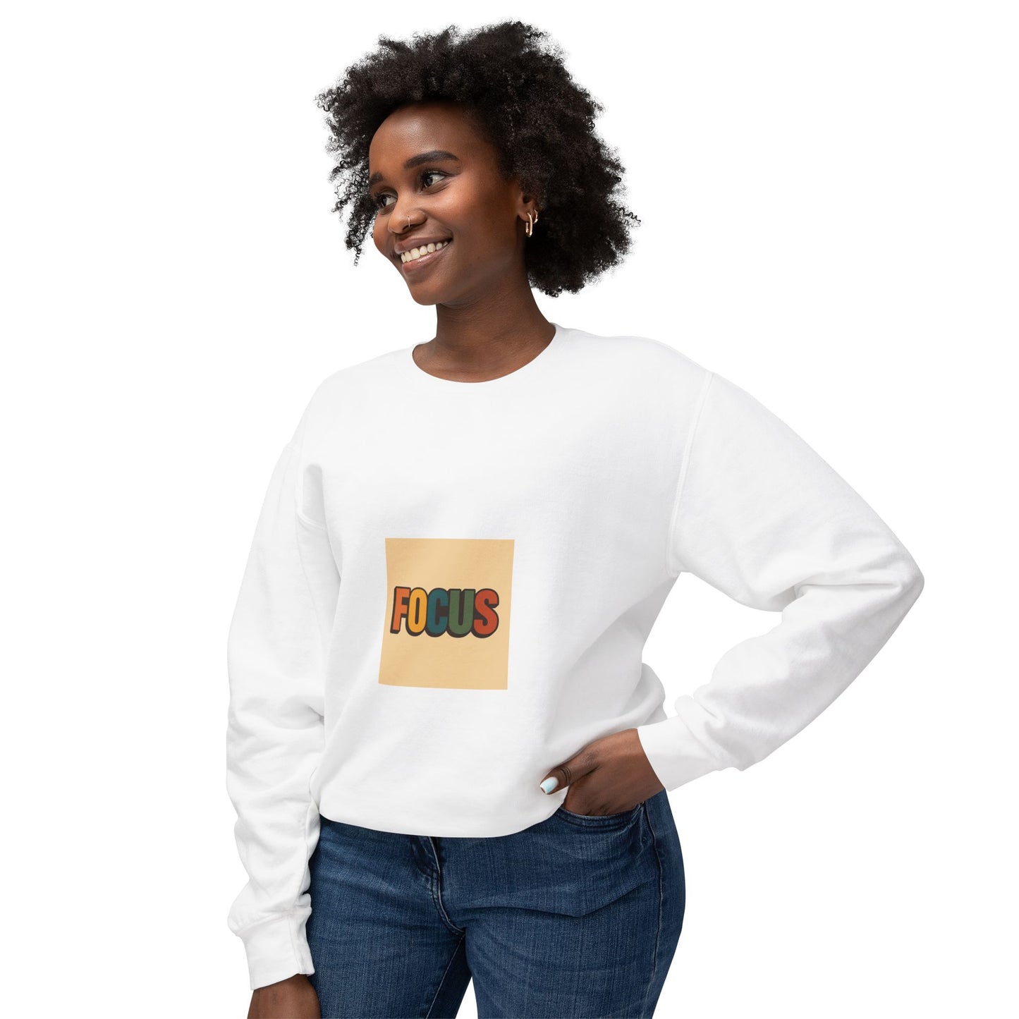 Focus Retro Crewneck Sweatshirt — Motivational Graphic Pullover