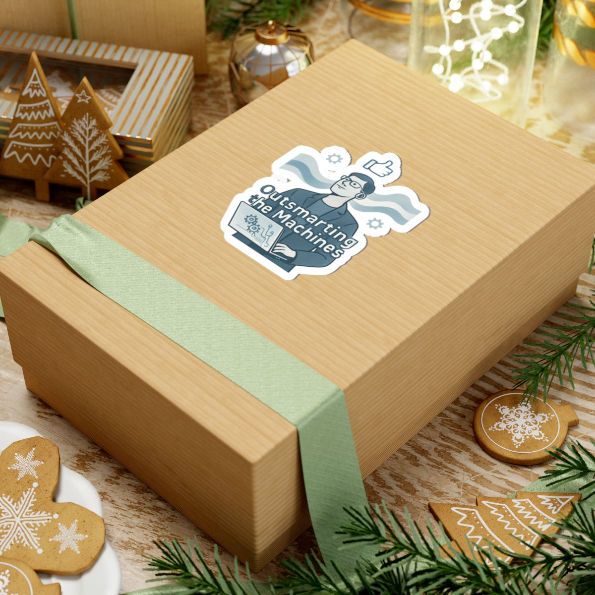 Kiss-Cut Sticker — “Outsmarting the Machines” Tech Laptop Decal