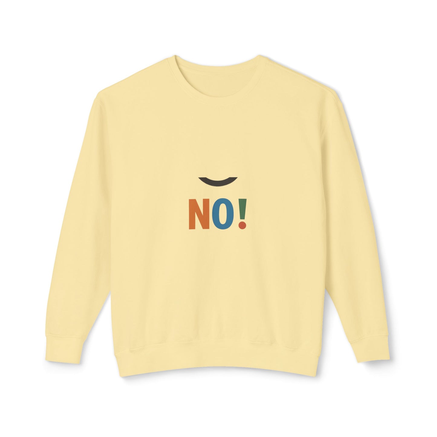 No! Minimalist Crewneck Sweatshirt — Bold Color Block Statement