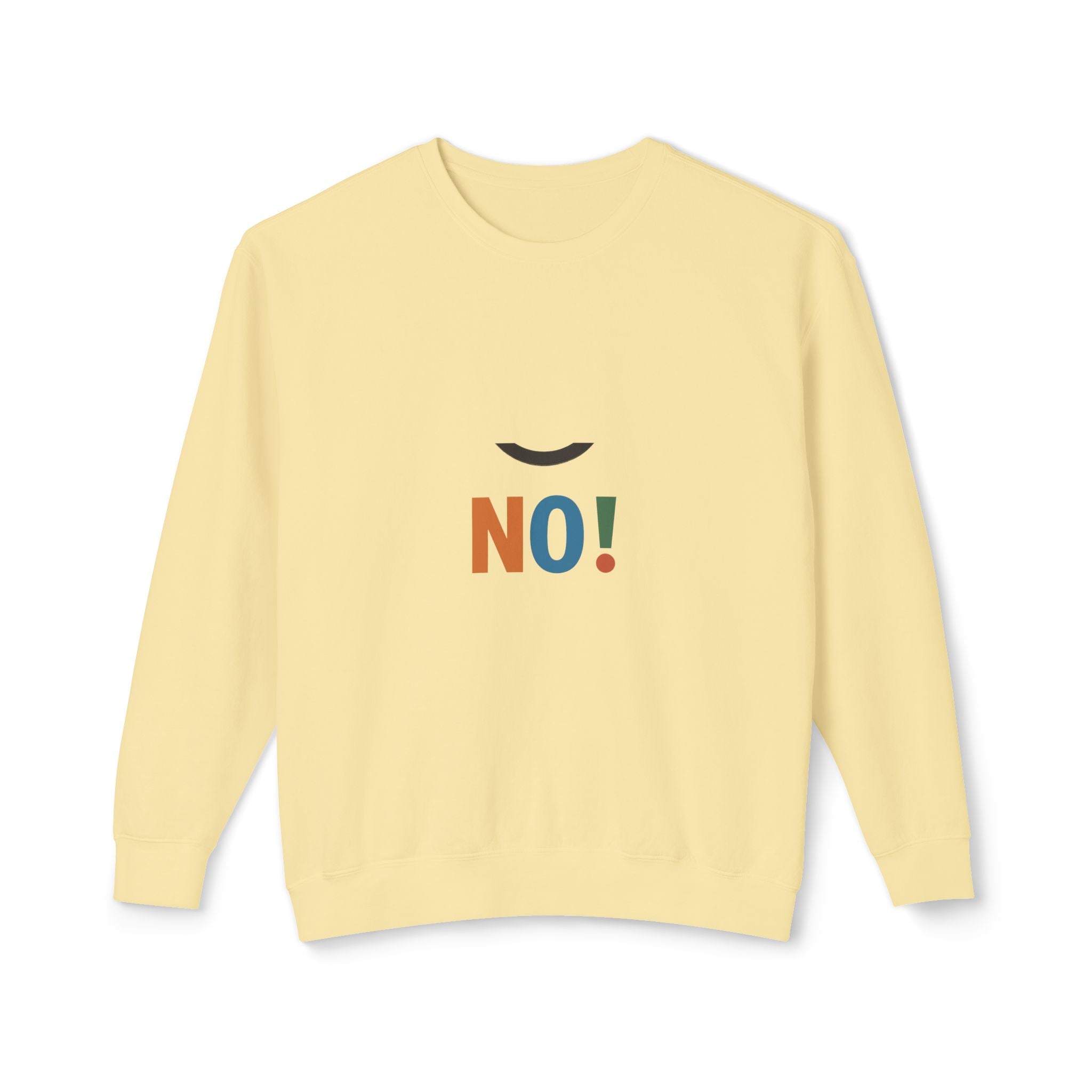 No! Minimalist Crewneck Sweatshirt — Bold Color Block Statement