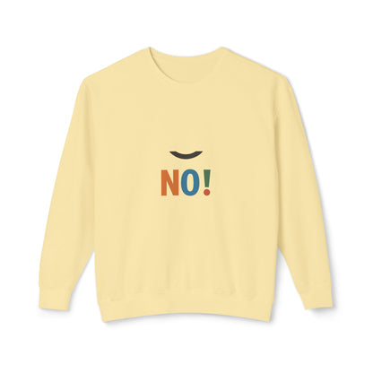No! Minimalist Crewneck Sweatshirt — Bold Color Block Statement