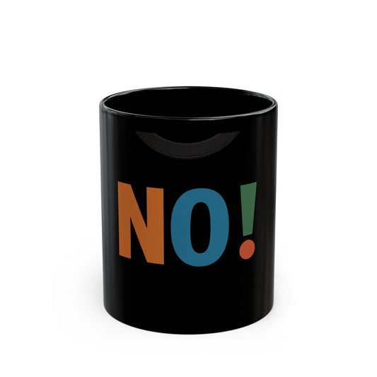 NO! Color Block Black Coffee Mug — Bold Statement Ceramic Cup