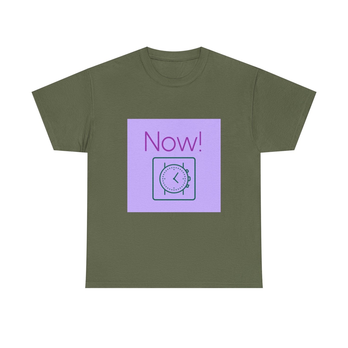 Now! Graphic Tee — Retro Clock Motivational T‑Shirt