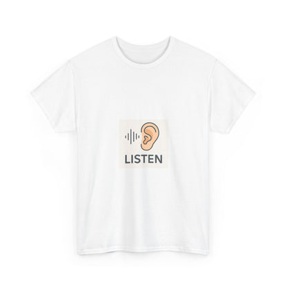 Listen Ear Graphic Tee — Minimalist Audio Awareness T-Shirt