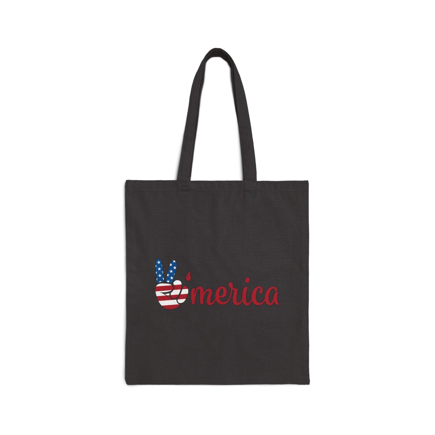 'Merica Peace Sign Tote Bag — Patriotic Cotton Canvas Grocery & Beach Tote