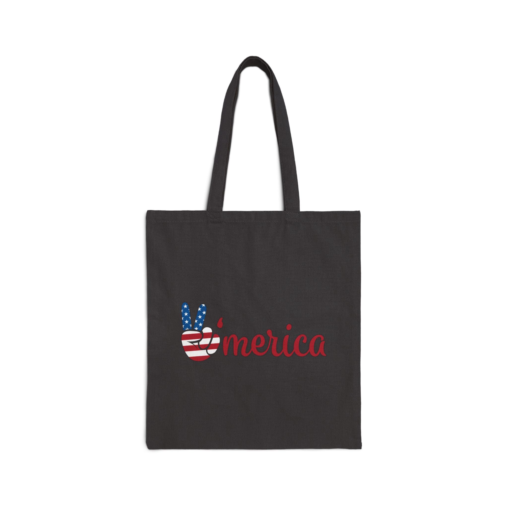 'Merica Peace Sign Tote Bag — Patriotic Cotton Canvas Grocery & Beach Tote