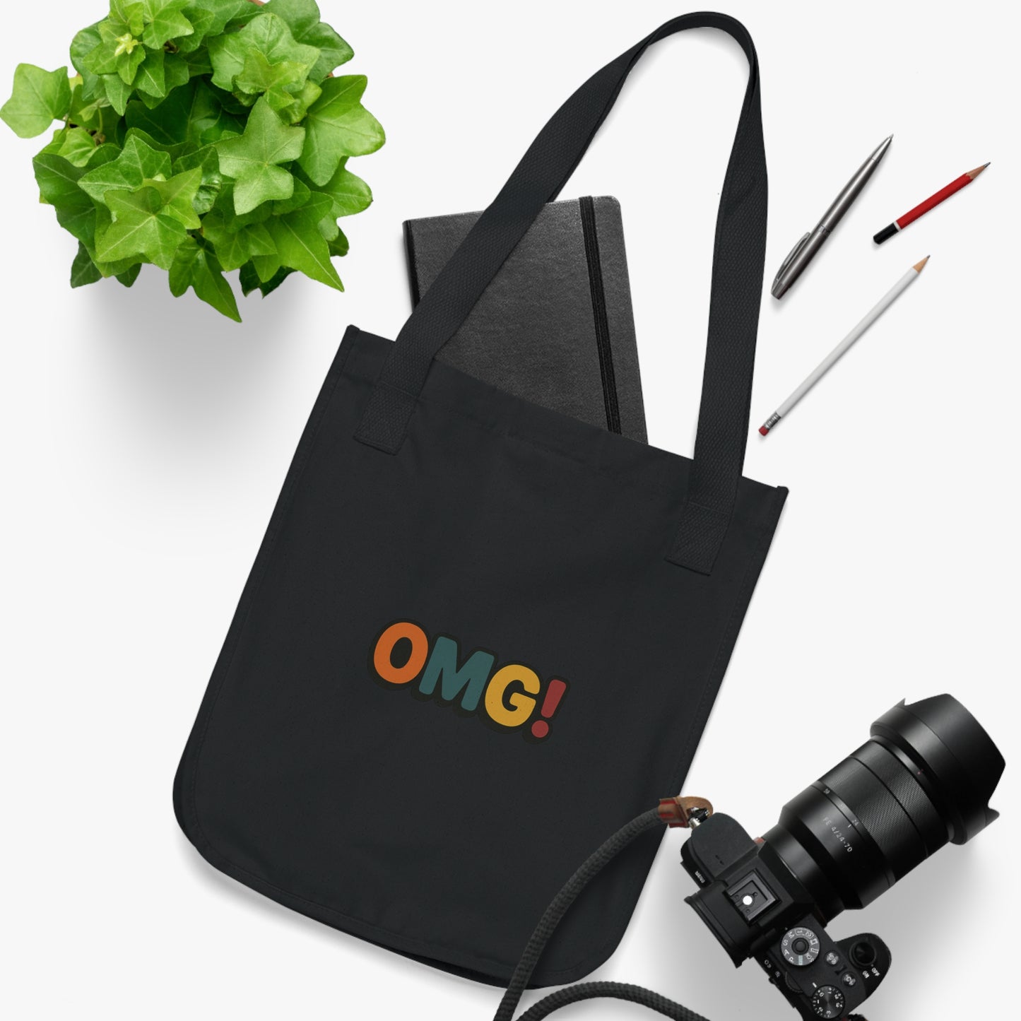 OMG! Retro Graphic Tote Bag — Organic Canvas Beach & Market Shopper