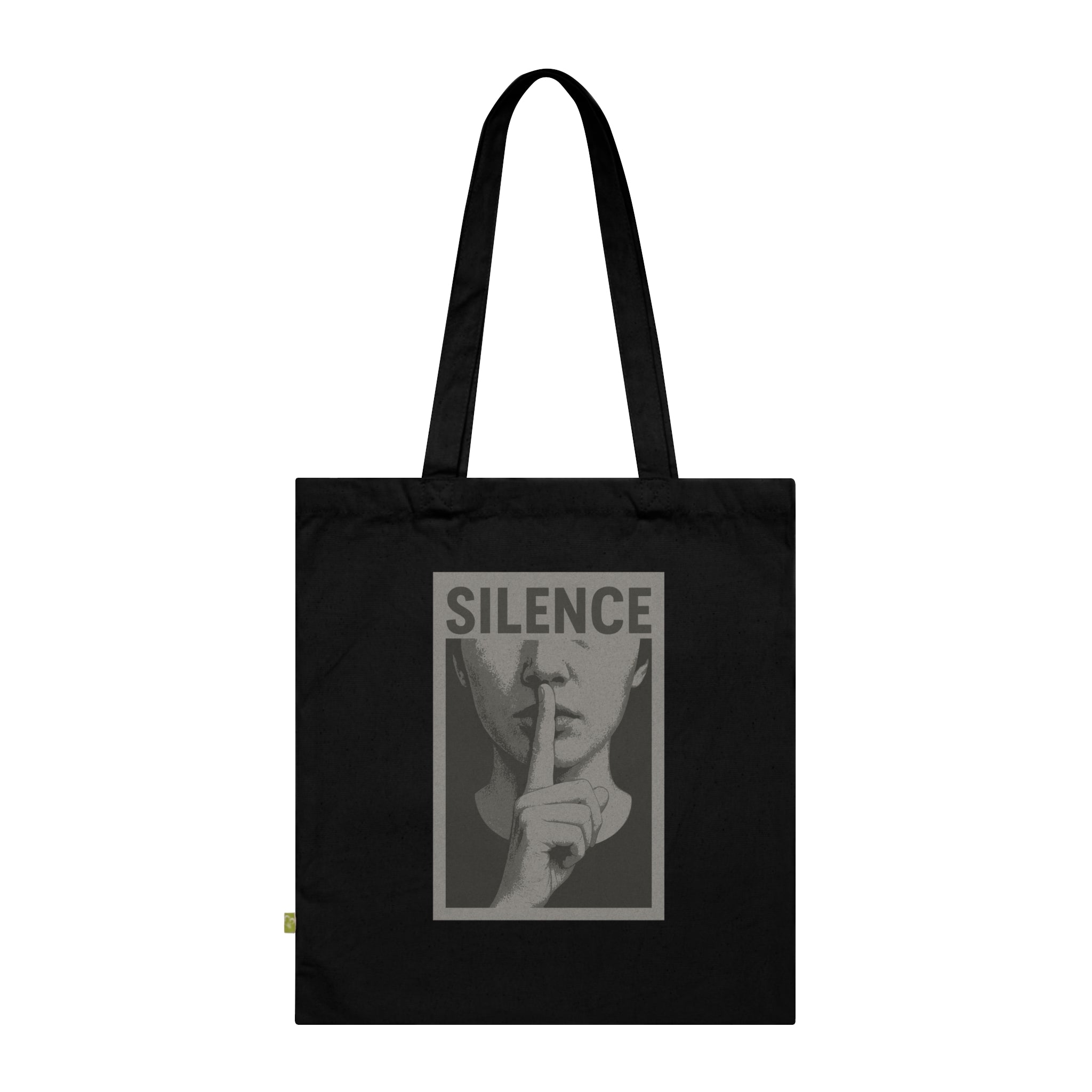 Silence Poster Organic Cotton Tote - Retro Shh Graphic Reusable Bag