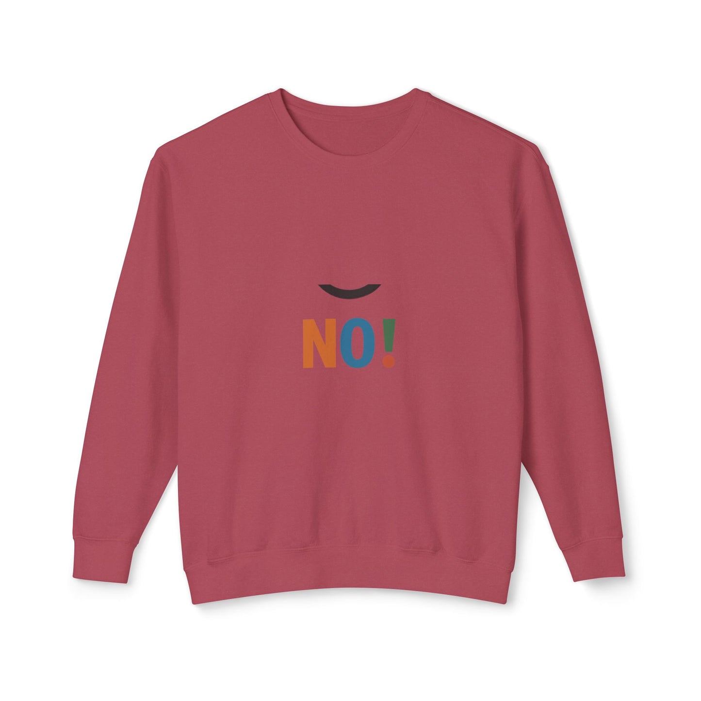 No! Minimalist Crewneck Sweatshirt — Bold Color Block Statement