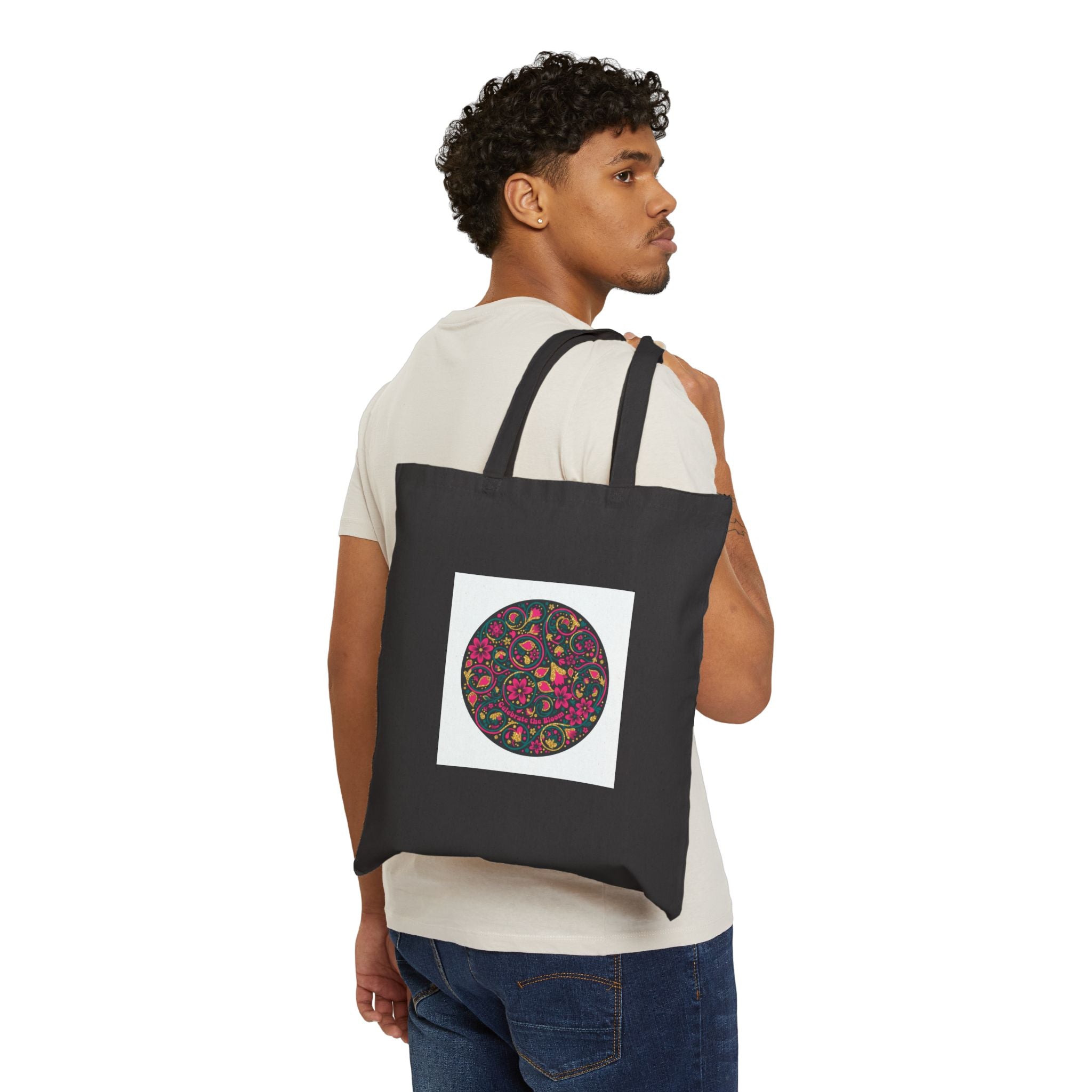 Disco Florals Paisley Circle Tote | 70s Revival Retro Party Design