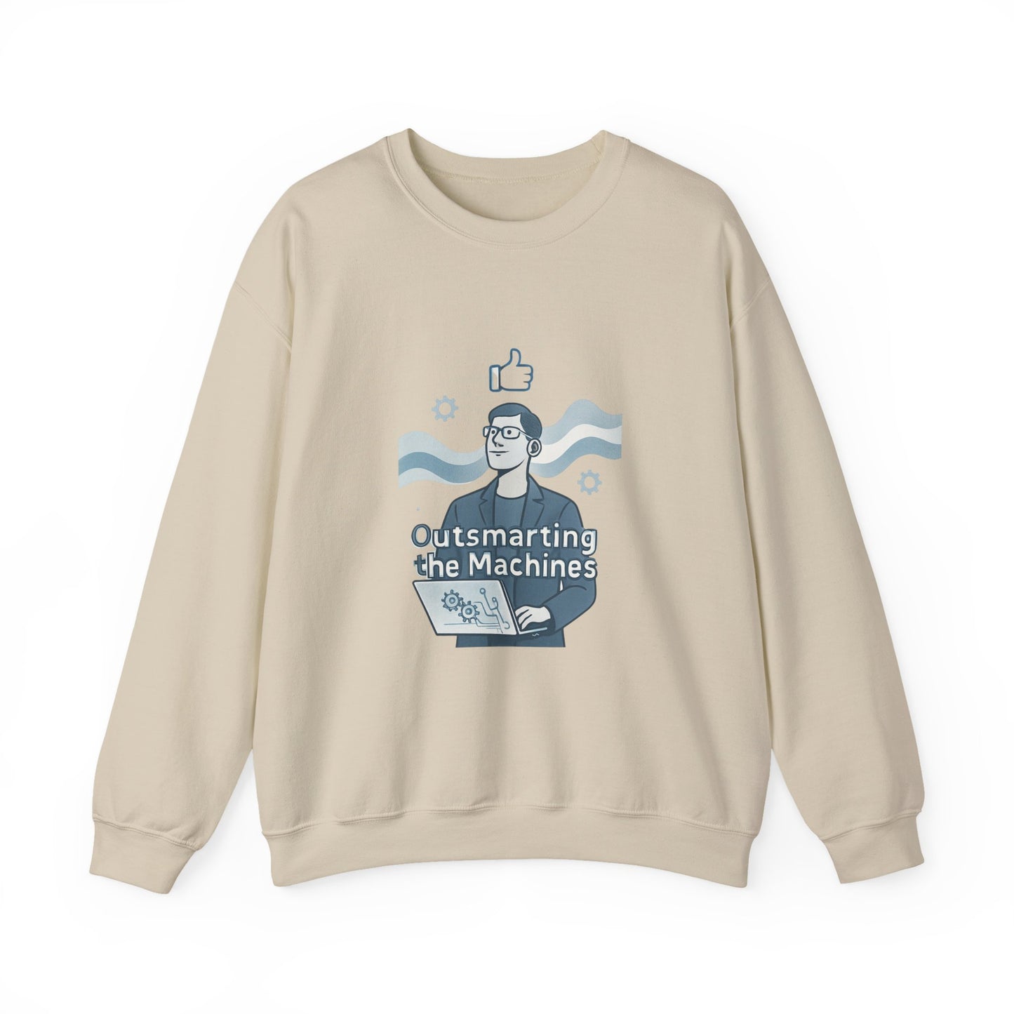 Crewneck Sweatshirt – “Outsmarting the Machines” Retro Tech Graphic