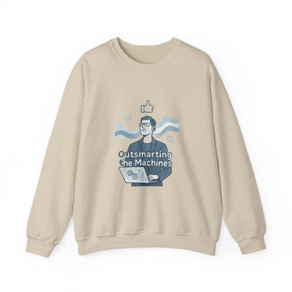 Crewneck Sweatshirt – “Outsmarting the Machines” Retro Tech Graphic
